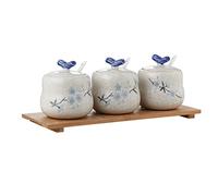 contenitore per lo zucchero, 3 barattoli for spezie, zuccheriera Plum Bossom con coperchio, zuccheriera cinese, barattolo for spezie contenitore for zucchero, barattolo for condimenti - vaso da 400 ml
