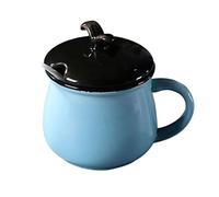 contenitore per lo zucchero, Barattoli for spezie, zuccheriera europea in tinta unita con coperchio, barattolo carino, zuccheriera in porcellana con cucchiaio, piccola saliera(Blue)