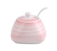 contenitore per lo zucchero, Barattoli for spezie, Zuccheriera in ceramica colorata con coperchio, Zuccheriera in porcellana con cucchiaio, Pentola piccola for sale, Barattolo portaoggetti,-Vaso sing