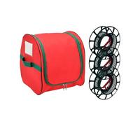 Contenitore per luci natalizie, porta bobina con 3 bobine, manici rinforzati, borsa organizer per casa, soggiorno, eventi, feste, garage, viaggi, cantina all'aperto