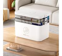 Contenitore per medicinali a 3 livelli, armadietto per medicinali con piccola scatola rimovibile per pillole, contenitore portatile per kit di pronto soccorso, organizer multiuso in plastica con