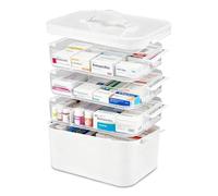 Contenitore per medicinali, Scatola Organizer per Medicinali 4 Livelli, scatola per farmacia domestica con maniglia per il trasporto, organizer per medicinali multifunzionale per casa, 28*19*27cm