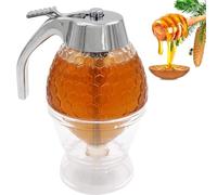 Contenitore per Miele, Barattoli di Miele, Dispenser di Miele, Sciroppo Contenitore, con Supporto, Supporto di Conservazione, per Servire Miele e Sciroppo, Antigoccia, Flusso Moderato (200 ml)