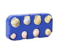 Contenitore per monete, portamonete, per auto, taxi, 8 scomparti da 2 euro a 1 centesimo (blu)