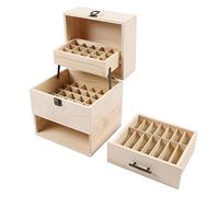 Contenitore per oli essenziali in legno a 3 ripiani, valigetta per oli essenziali, 59 fori, per bottiglie da 15 ml e 10 ml, smalto per unghie, Colore del legno., 3 Etage, 3 piani