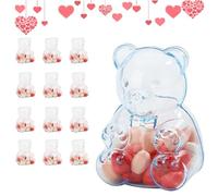 Contenitore per orsetti gommosi, scatole per caramelle a forma di orsetto fai da te in plastica trasparente da 2,7 pollici, barattoli per caramelle creativi carini da 12 pezzi, confezione (Blue*12)