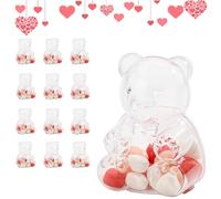 Contenitore per orsetti gommosi, scatole per caramelle a forma di orsetto fai da te in plastica trasparente da 2,7 pollici, barattoli per caramelle creativi carini da 12 pezzi, confezione (White*12)