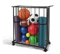 Contenitore per palline, per cameretta dei bambini, con ruote, contenitore per palline, supporto per display per pallacanestro, immagazzinaggio per palline da esterni, risparmio di spazio