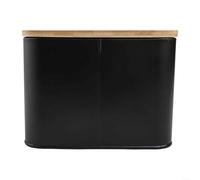 Contenitore per pane con coperchio in legno, progettato per piani di lavoro della cucina, con ventilazione per preservare la freschezza e coperchio che funge anche da tagliere (nero)