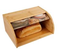 Contenitore per pane in bambù con coperchio a rullo motivo pani 38x28x18 cm