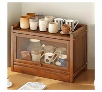 Contenitore per pane in legno con porta in vetro da cucina, piano di lavoro per la tavola per casa colonica, grande capacità, 1 strato, 60 cm