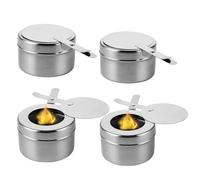 Contenitore per pasta combustibile, 4 bruciatori per fonduta in acciaio inox, con coperchio, contenitore per alimenti, pasta combustibile per contenitori, accessori per buffet, fonduta, campeggio
