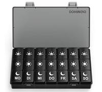 Contenitore per pillole, 7 giorni, 3 scomparti, per pillole, mattina, pomeriggio, sera, 21 scomparti, colore: nero