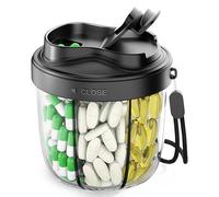 Contenitore per pillole 7 giorni mattina mezzogiorno sera - scatola rotonda per medicinali con 7 scomparti, ampia apertura e design anti-confusione, senza BPA, ideale per i viaggi. Include 20