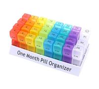 Contenitore per pillole - Organizzatore di farmaci per 31 giorni, soluzione efficiente per conservare le pillole | Pianificatore giornaliero di pillole con scomparti rimovibili, tracker