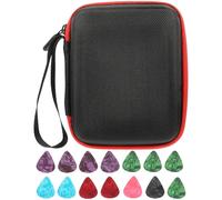 Contenitore per Plettri per Chitarra con Borsa, Pratico per Principianti | Nylon EVA Plastico, Impugnatura Comoda ed Ergonomica, Protegge le Dita, Include Quindici Plettri Colore Casuale