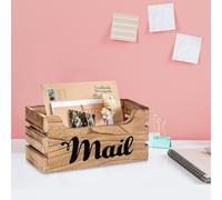 Contenitore per Posta in Legno, Vassoio per Posta, 26x10x12 Cm, Multiuso,