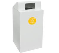 Contenitore per Raccolta Differenziata Capacità 100 L con Etichette 45x50x96 cm in Acciaio Verniciato Bianco