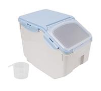 Contenitore per Riso e Cereali, Distributore di Riso con Tazza, Contenitore Ermetico per Alimenti, Secchio per Chicchi di Riso di Grande Capacità, Contenitore per Alimenti Secchi in(Blu 10KG)