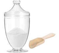 Contenitore per sale da bagno in acrilico da 935,5 g, con coperchio ermetico in silicone e cucchiaio in legno, barattolo trasparente per sale da bagno, zucchero, snack, caffè, bustine di tè e altro