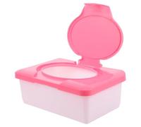 Contenitore per Salviette con Coperchio, Rosso, Plastico, 80 | Mantiene le Salviette Fresche, Riutilizzabile, per Bagno e Piano D'appoggio, Meno Disordine