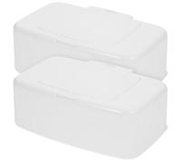 Contenitore per Salviette Pulsante 2 Pezzi in Pp Bianco | Custodia per Salviette, Portatile e Compatta, per Passeggino e Borsa Cambio