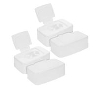 Contenitore per Salviettine Umidificate 4 Pezzi in Pp Bianco | Coperchio con Erogazione Efficiente, Uso in Bagno e Soggiorno, per Salviette Detergenti e Fazzoletti