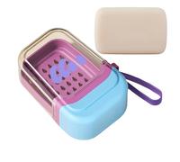 Contenitore per sapone da viaggio, contenitore portatile con vassoio di drenaggio, compatto a doppio strato con cordino, supporto leggero per doccia, campeggio, escursionismo, bagno, scuola o