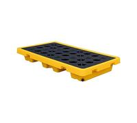Contenitore per tamburo industriale con 2 tasche per carrello elevatore, vassoio impermeabile per vernice per cucina e garage, colore giallo, confezione da 1 soluzione di archiviazione resistente