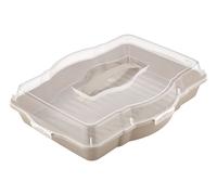 CONTENITORE PER TORTE IN PLASTICA COLOR PASTELLO 46X35X10CM 3 IN 1 BEIGE