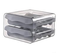 Contenitore per uova a doppio strato, stile cassetto, con 32 griglie, impilabile, organizer per frigorifero per uova fresche, scomparti ventilati e struttura in PET (grigio)