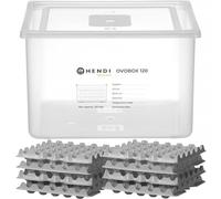 HENDI Set Contenitore per uova in PP trasparente per conservare fino a 120 uova, con coperchio e 8 vassoi per uova in PET, per il frigorifero, portauova OVOBOX 120, GN2/3, 255x325x(H)202mm