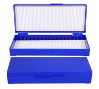 Contenitore per Vetrini da Microscopio 50 Posti Abs Blu 2 Pezzi | Custodia per Diapositive da Microscopio, Posizioni Numerate Coperchio Incernierato Superiore, Ordine Facile