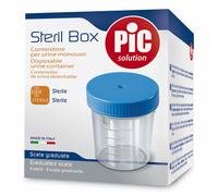 Contenitore pic sterile trasparente per analisi dei fluidi organici 100 ml tappo a vite + etichetta autoadesiva