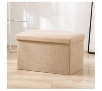 Contenitore pieghevole, color cachi, 40 x 25 x 25 cm, seduta e poggiapiedi in peluche per camera da letto, soggiorno, corridoio, elegante panca portaoggetti per la casa