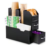 Contenitore Porta Capsule Coffee Station Professionale 11 Scomparti Salvaspazio, Portacapsule Alto con Divisori Plastica Nera, Angolo Bar Caffetteria con Cassettiera, Organizer Multiscomparto L'organi