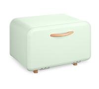 Navaris Contenitore Porta-Pane Anni '60 - Cassetta Apertura Frontale - Scatola Anti-muffa - Bakery Bread-Box Metallo e Legno 35.2x23.5x23cm - Verde