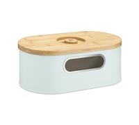 Navaris Contenitore Porta Pane - Cestino Portapane e Coperchio Tagliere in Legno bambù - Scatola Moderna - Bread Box Metallo Verde 34,2x18,6x13cm