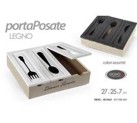 CONTENITORE PORTA POSATE LEGNO ORGANIZER SCATOLA CASSETTI ASS 27256,5 cm