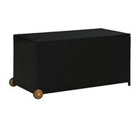 Contenitore portaoggetti da Giardino con 2 Ruote e Maniglia, Contenitore in Rattan da 120 cm, per Giocattoli, Cuscini, Asciugamani e Altri Oggetti per Bambini - Nero