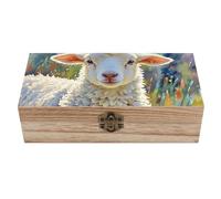 Contenitore portaoggetti in legno a forma di pecora colorata con coperchio incernierato e serratura retrò, grande scatola portagioie in legno per artigianato, arte, hobby e decorazione della casa, reg