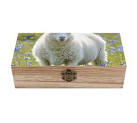 Contenitore portaoggetti in legno a forma di pecora con coperchio incernierato e serratura retrò, grande scatola portagioie in legno per artigianato, arte, hobby e decorazione della casa, regalo