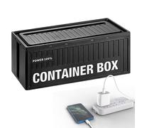 Contenitore portaoggetti per cavi, 32,5 x 14 x 13,5 cm, organizer da scrivania, scatola in plastica HIPS, gestione dei fili con coperchio ventilato e funzione anti-surriscaldamento, grande scatola per