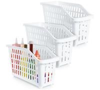 Contenitore portaoggetti su ruote, bianco, stretto, 13 l, 3 pezzi.