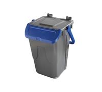 Contenitore portarifiuti Ecology - con sportello e maniglione - 35 L - grigio/bl