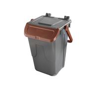 Contenitore portarifiuti Ecology - con sportello e maniglione - 35 L - grigio/br