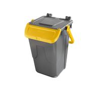 Medial International bidone con sportello a becco in polipropilene riciclabile al 100 % 370x370x520 mm da 35 litri di colore grigio e giallo - multicolore polipropilene 720116