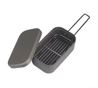 Contenitore portatile in alluminio per il pranzo da campeggio, con vaporiera e griglia, compatto, 16,5 x 9,8 x 6,5 cm, design leggero per cucinare all'aperto, picnic, barbecue ed escursionismo, nero o