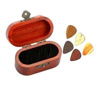 Contenitore portatile in legno per plettro per chitarra, con 5 plettri per chitarra