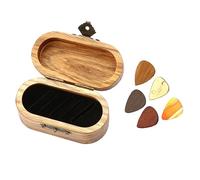 Contenitore portatile in legno per plettro per chitarra, con 5 plettri per chitarra